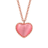 Pink Quartz & Rose Goldtone Heart Pendant Necklace