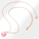 Pink Quartz & Rose Goldtone Heart Pendant Necklace