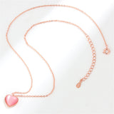 Pink Quartz & Rose Goldtone Heart Pendant Necklace