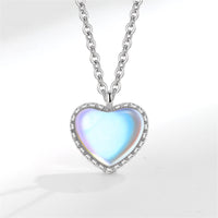 Quartz & Silvertone Heart Pendant Necklace