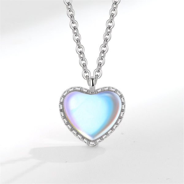 Quartz & Silvertone Heart Pendant Necklace