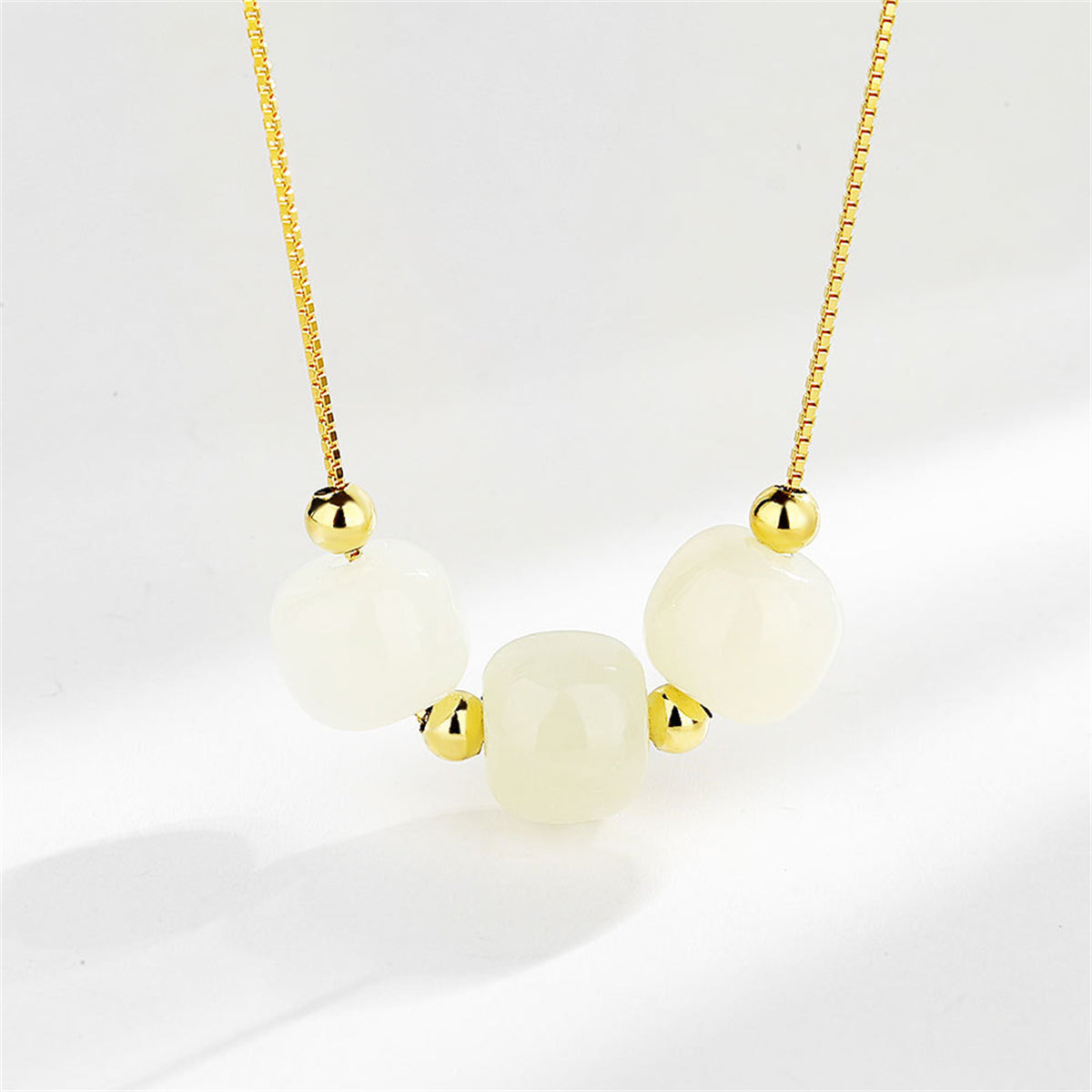 Jade & 18K Gold-Plated Beaded Pendant Necklace