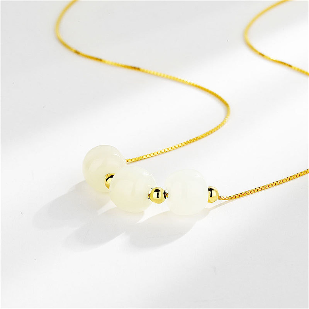 Jade & 18K Gold-Plated Beaded Pendant Necklace