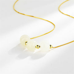 Jade & 18K Gold-Plated Beaded Pendant Necklace