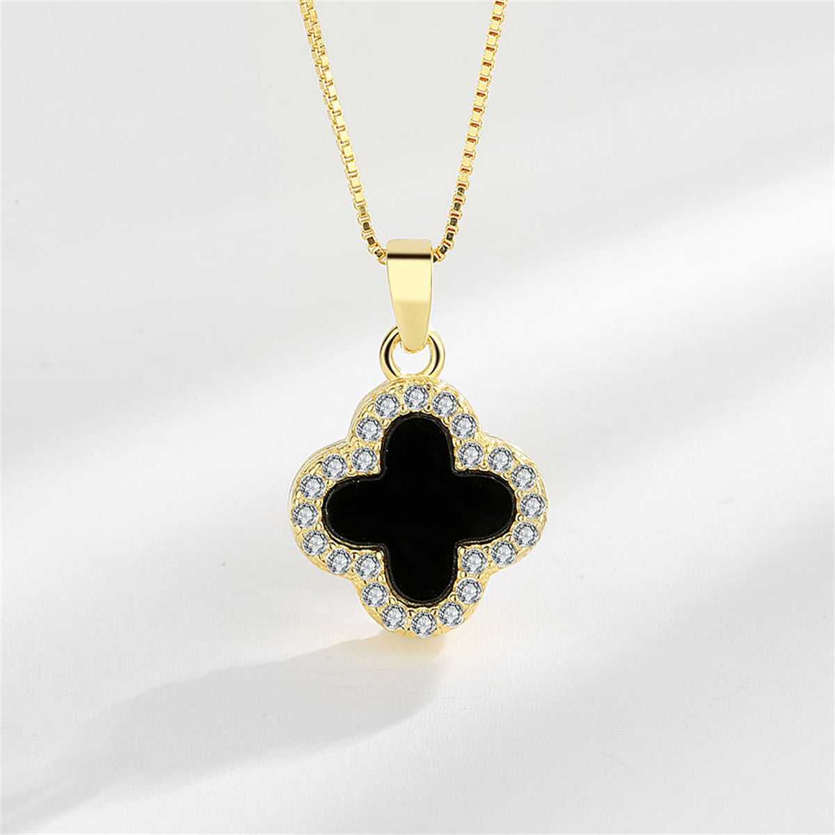 Shell & 18K Gold-Plated Cubic Zirconia-Accent Clover Pendant Necklace