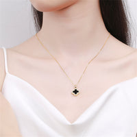 Shell & Goldtone Cubic Zirconia-Accent Clover Pendant Necklace