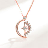 Crystal & Rose Goldtone Cubic Zirconia-Accent Star Moon Pendant Necklace