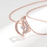 Crystal & Rose Goldtone Cubic Zirconia-Accent Star Moon Pendant Necklace