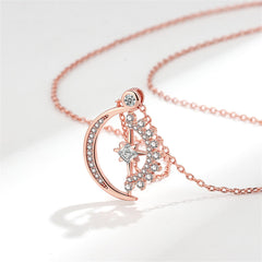 Crystal & 18K Rose Gold-Plated Cubic Zirconia-Accent Star Moon Pendant Necklace