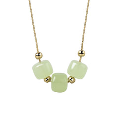 Jade & 18K Gold-Plated Beaded Pendant Necklace