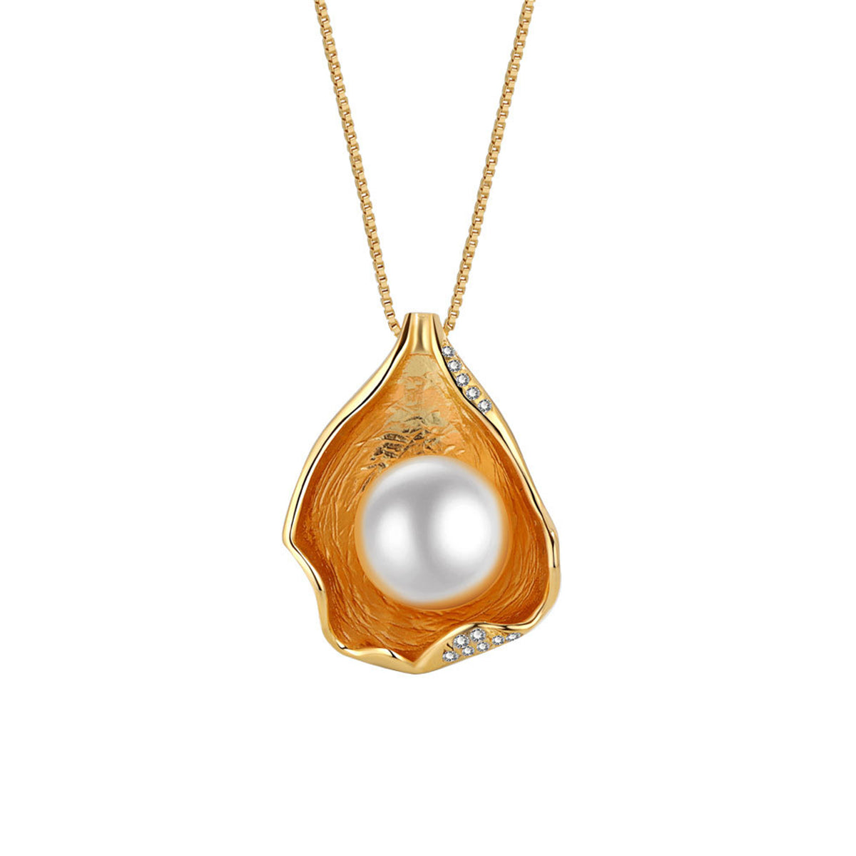 Pearl & Cubic Zirconia 18K Gold-Plated Shell Pendant Necklace