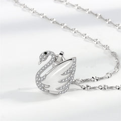 Quartz & Cubic Zirconia Silver-Plated Swan Pendant Necklace