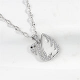 Quartz & Silvertone Swan Pendant Necklace