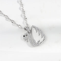 Quartz & Cubic Zirconia Silver-Plated Swan Pendant Necklace
