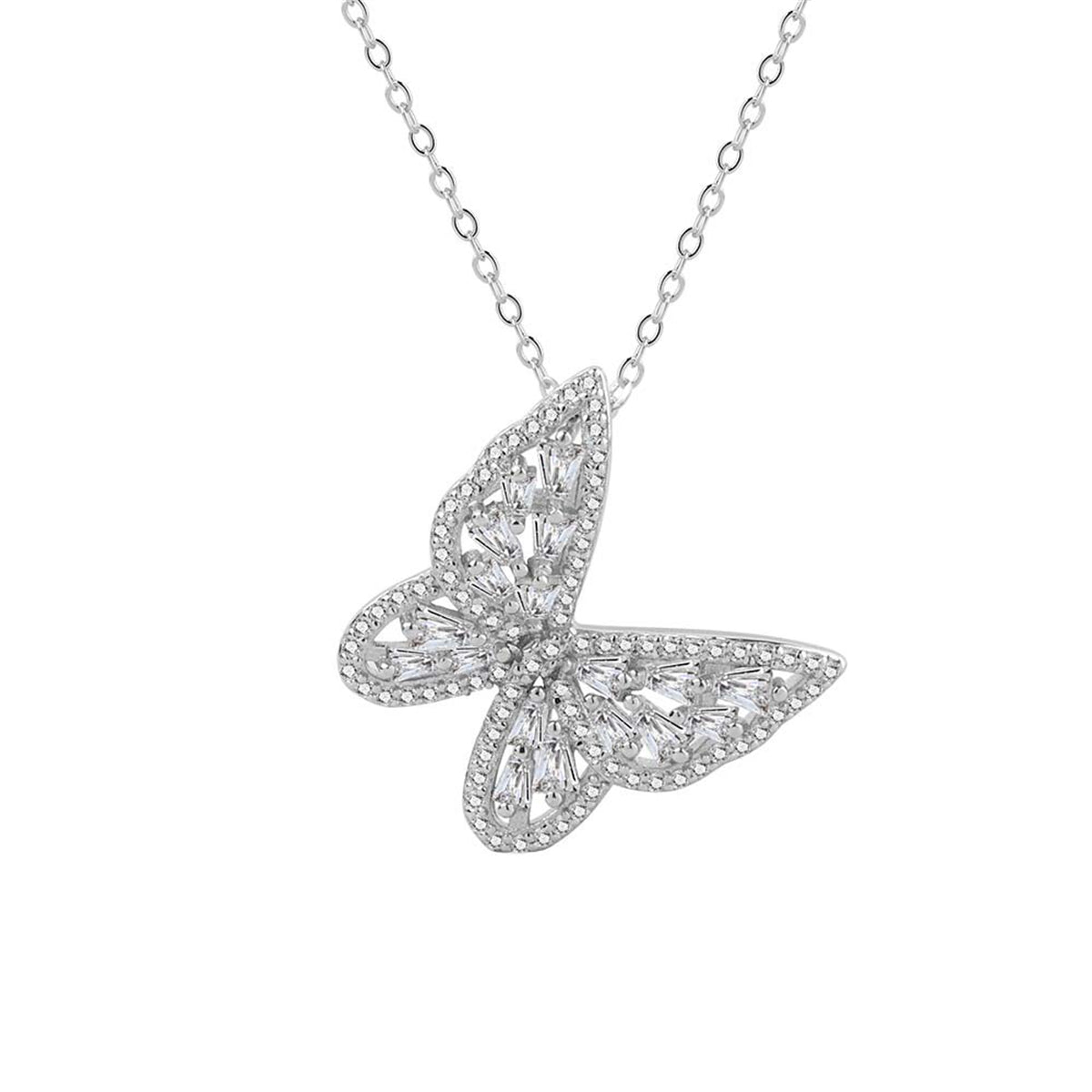 Crystal and Cubic Zirconia Butterfly Pendant Necklace, pendant necklace for women, botanical inspired, lifestyle look