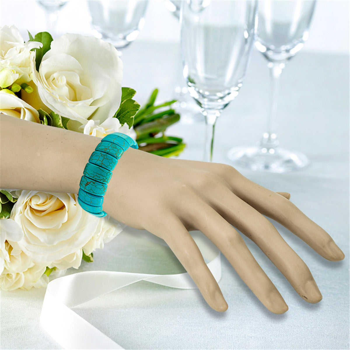 Turquoise Beaded Stretch Bracelet