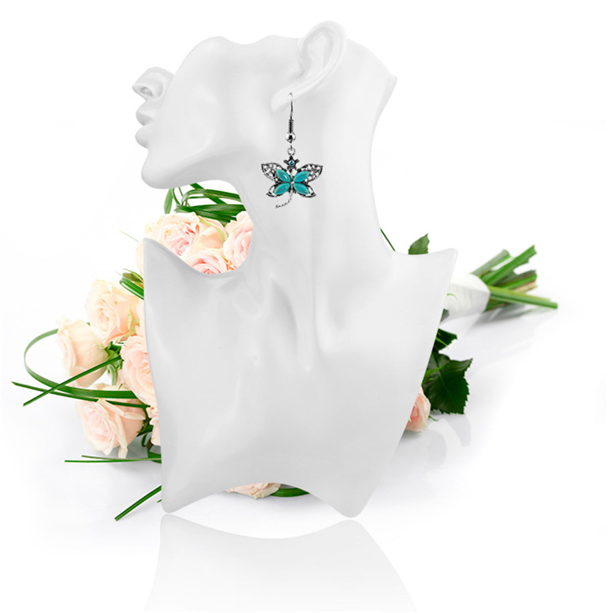 Turquoise & Cubic Zirconia Silver-Plated Dragonfly Drop Earrings