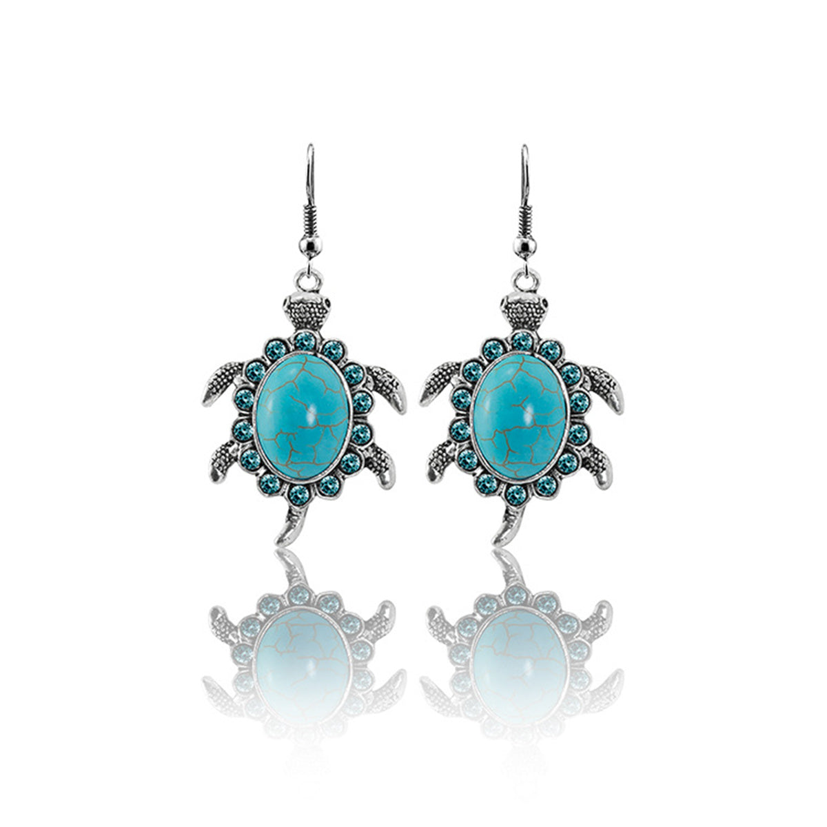 Turquoise Sea Turtle Drop Earrings & Pendant Necklace