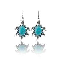 Turquoise Sea Turtle Drop Earrings & Pendant Necklace