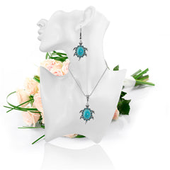 Turquoise Sea Turtle Drop Earrings & Pendant Necklace