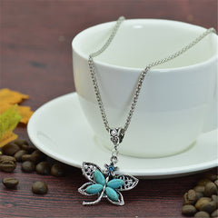 Turquoise & Cubic Zirconia Dragonfly Pendant Necklace