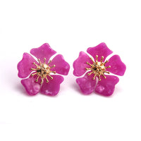 Rose Acrylic & 18k Gold-Plated Flower Stud Earrings
