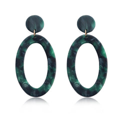 Green & Navy Open Oval Drop Earrings