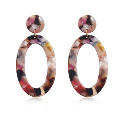 Vibrant Acrylic Tiered Open Oval Drop Earrings