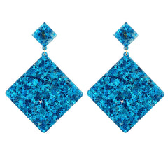 Blue Resin & 18K Gold-Plated Star Rhombus Earrings