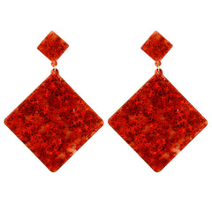 Red Resin & 18K Gold-Plated Star Rhombus Earrings