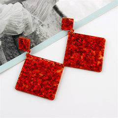 Red Resin & 18K Gold-Plated Star Rhombus Earrings