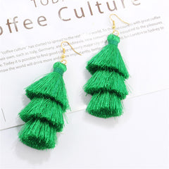 Green Polyster & 18K Gold-Plated Layered Tassel Drop Earrings