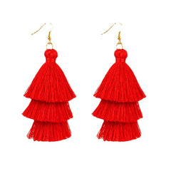 Red Polyster & 18K Gold-Plated Tiered Tassel Drop Earrings