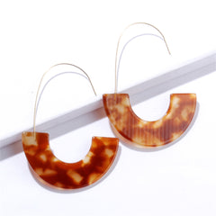 Brown Acrylic & 18K Gold-Plated Tortoise-Print Arc Huggie Earrings