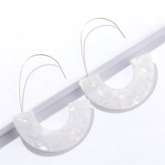 White Acrylic & 18K Gold-Plated Tortoise-Print Arc Huggie Earrings