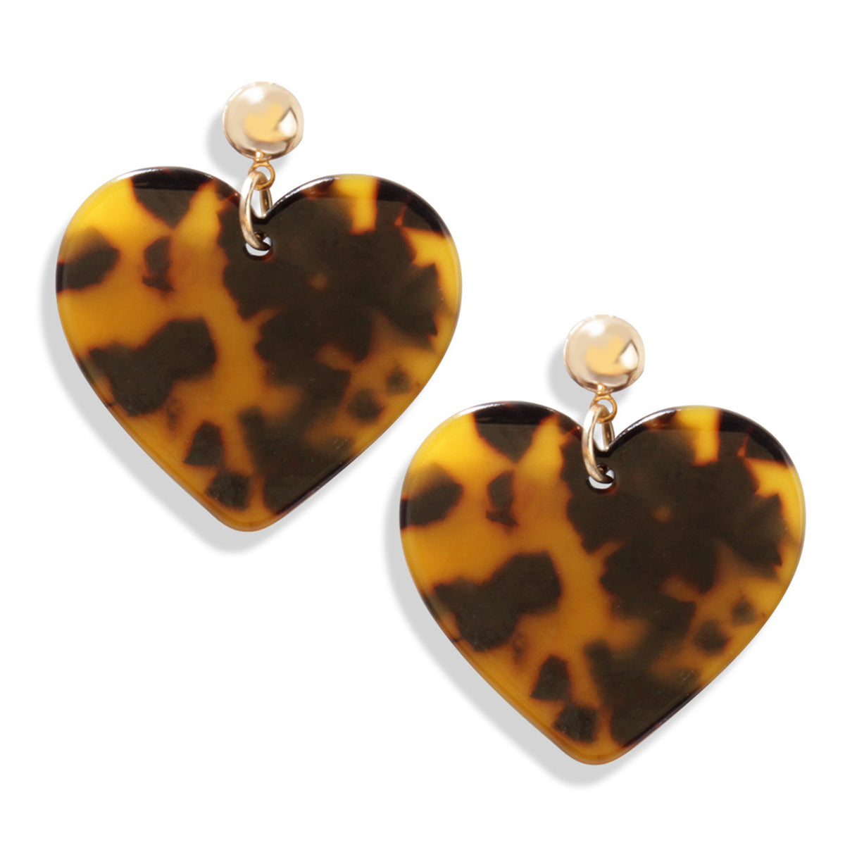 Brown Acrylic & 18K Gold-Plated Heart Drop Earrings