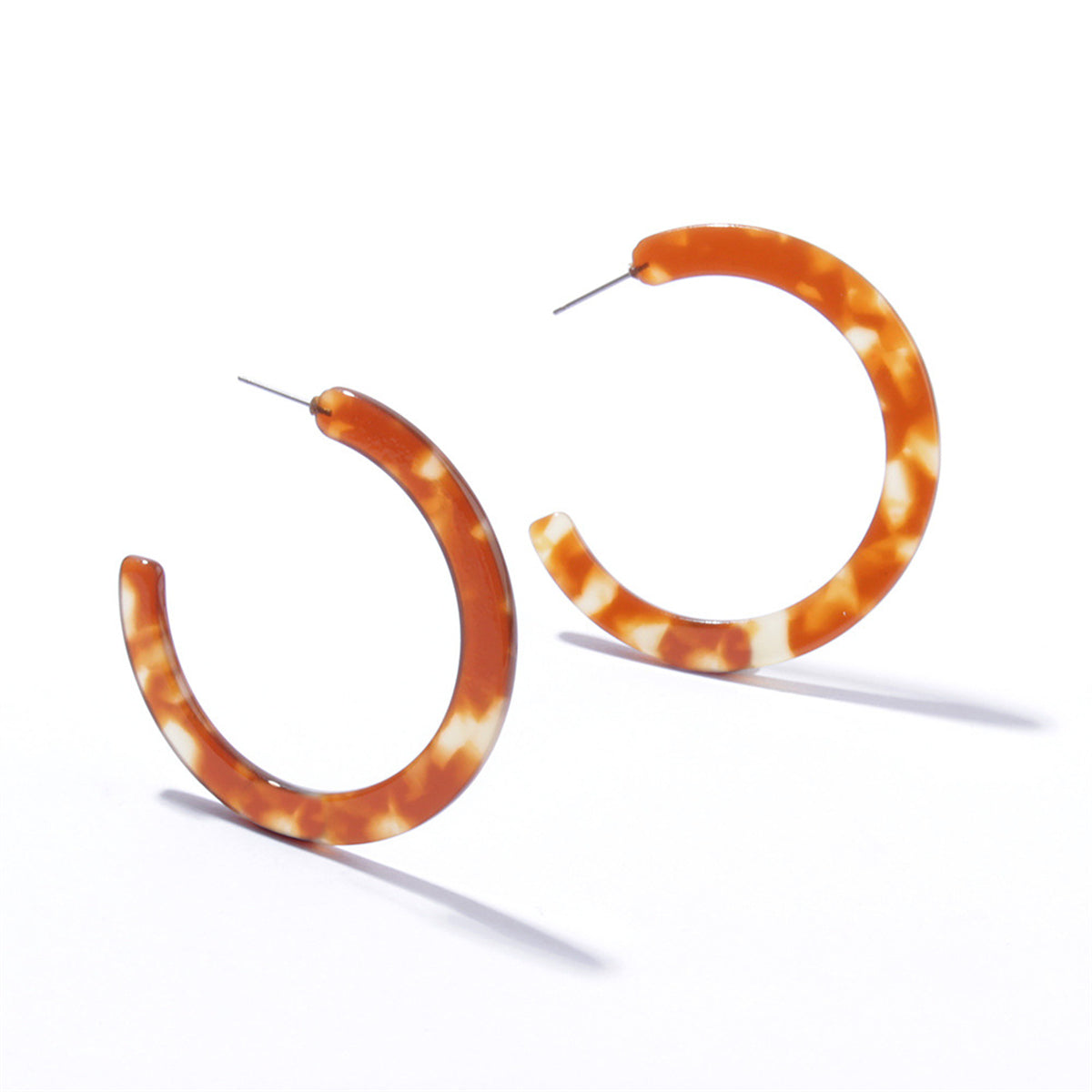 Brown Acrylic Hoop Earrings, elegant gift for her, front view