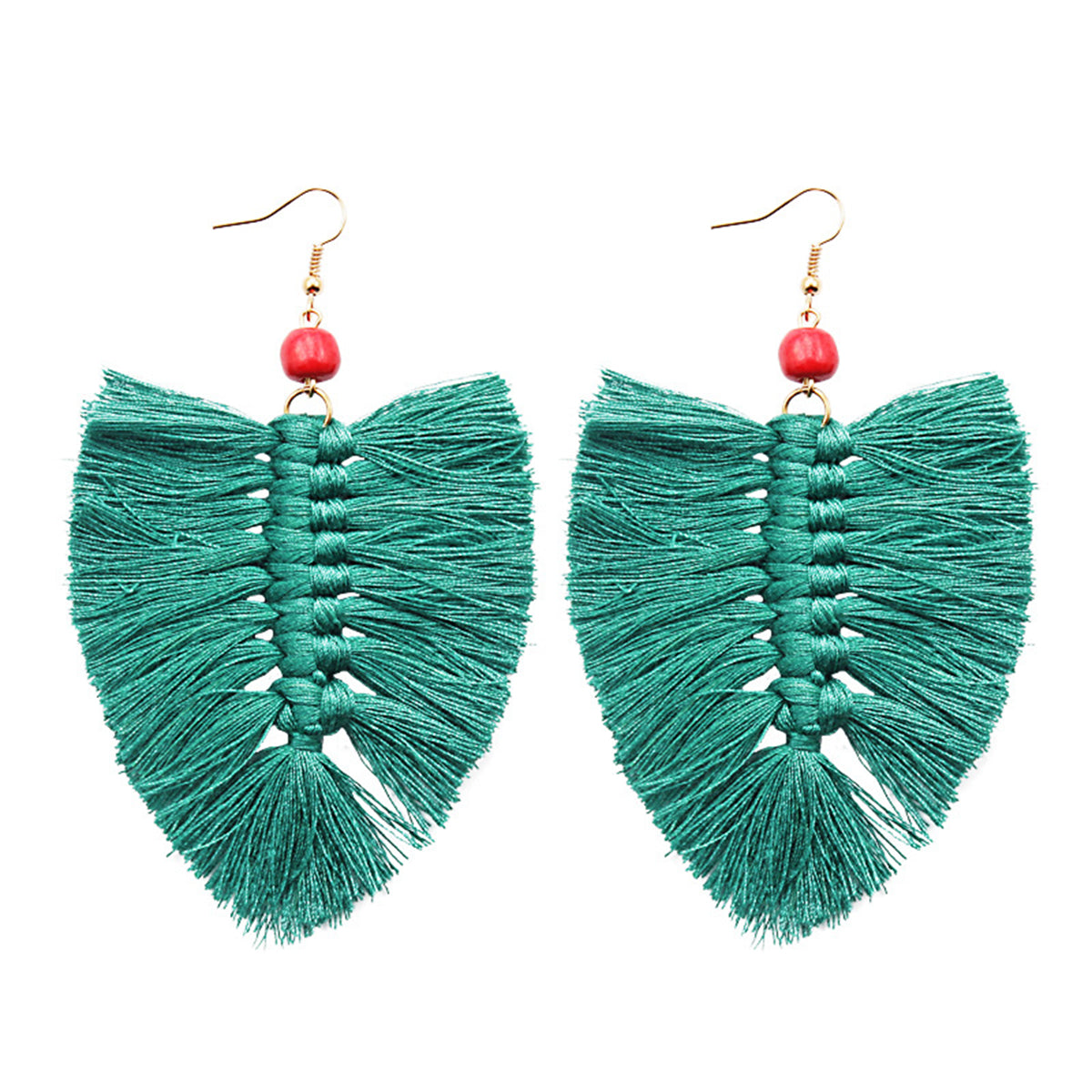 Green Howlite Palm Leaf Drop Earrings, drop earrings for women, dainty minimalist design, front view