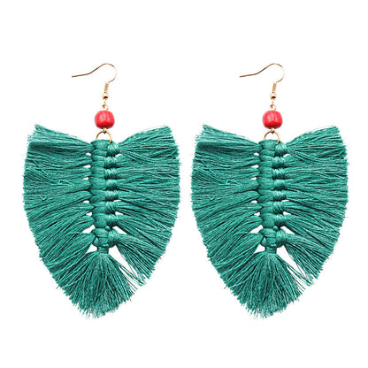 Green Howlite Palm Leaf Drop Earrings, drop earrings for women, dainty minimalist design, front view
