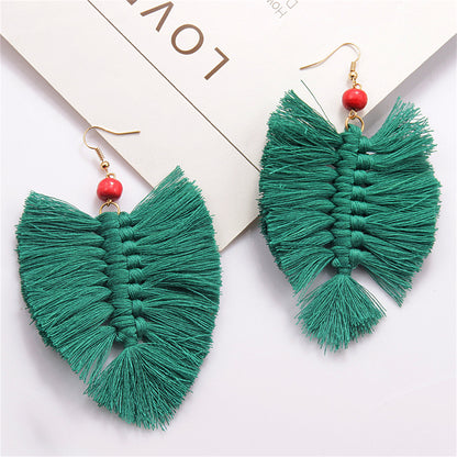 Green Howlite Palm Leaf Drop Earrings, drop earrings for women, dainty minimalist design, side view