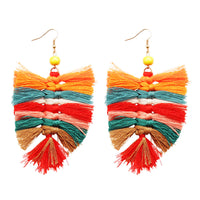 Red & Orange Howlite Palm Leaf Drop Earrings