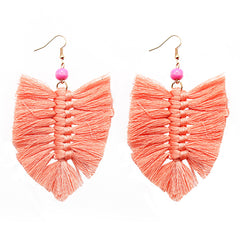 Pink Howlite Palm Leaf Drop Earrings