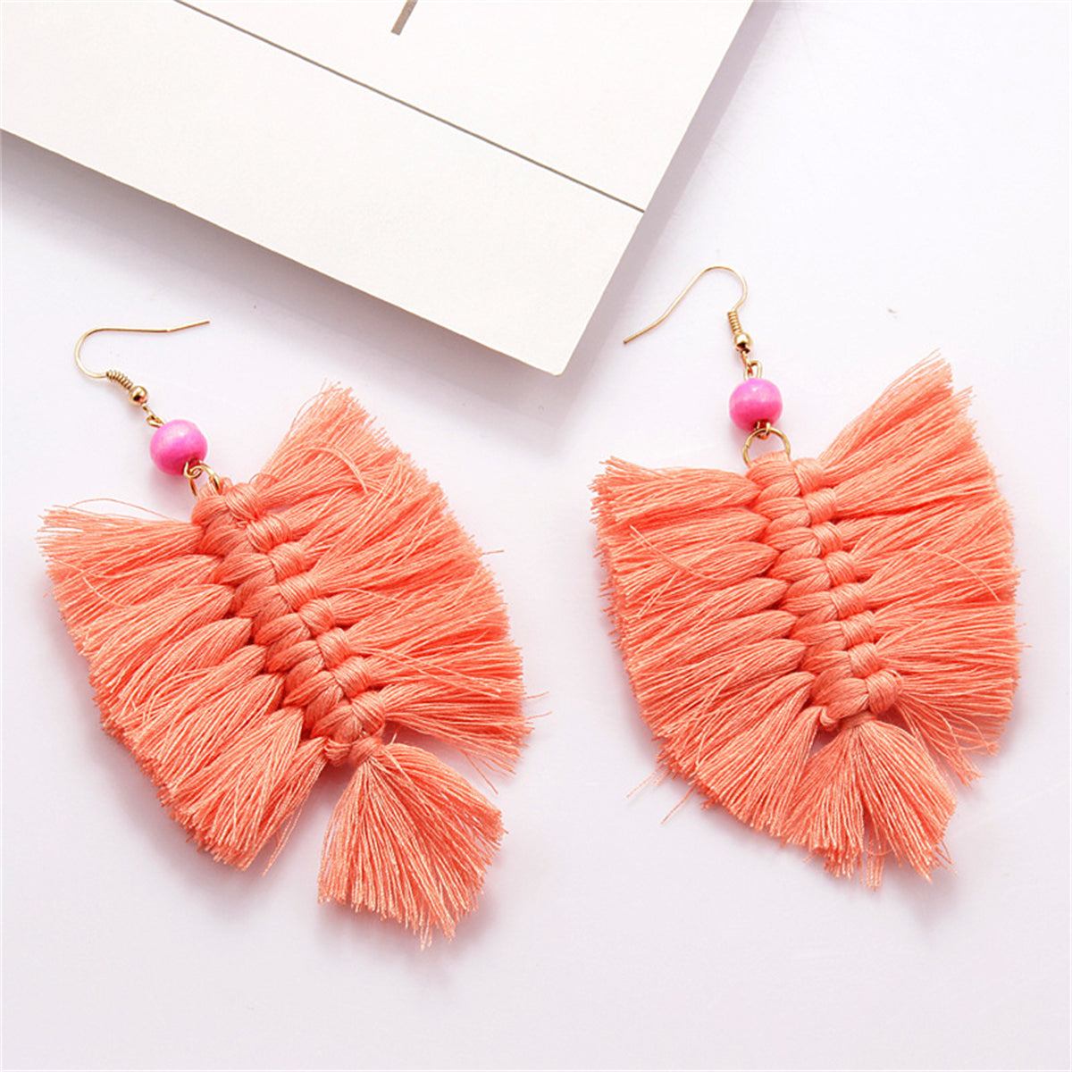 Pink Howlite Palm Leaf Drop Earrings