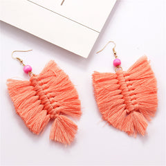 Pink Howlite Palm Leaf Drop Earrings