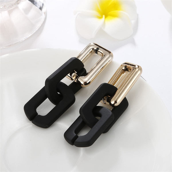 Black Acrylic & 18k Gold-Plated Cable Chain Drop Earrings