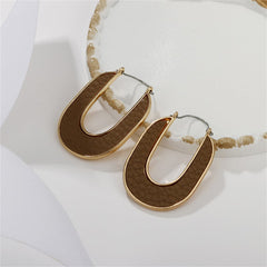 Brown Polystyrene & 18K Gold-Plated U Hoop Earrings
