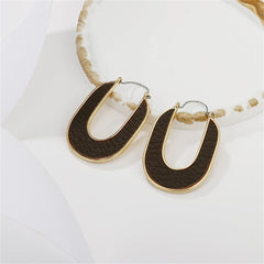 Dark Brown Polystyrene & 18K Gold-Plated Hoop Earrings