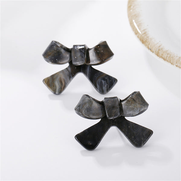 Black Acrylic Bow Stud Earrings