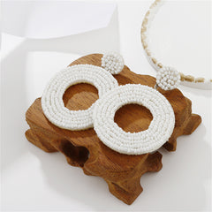 White Howlite Beaded Circular Drop Earrings