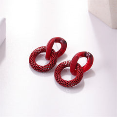 Red Acrylic & Enamel Open Circle Drop Earrings